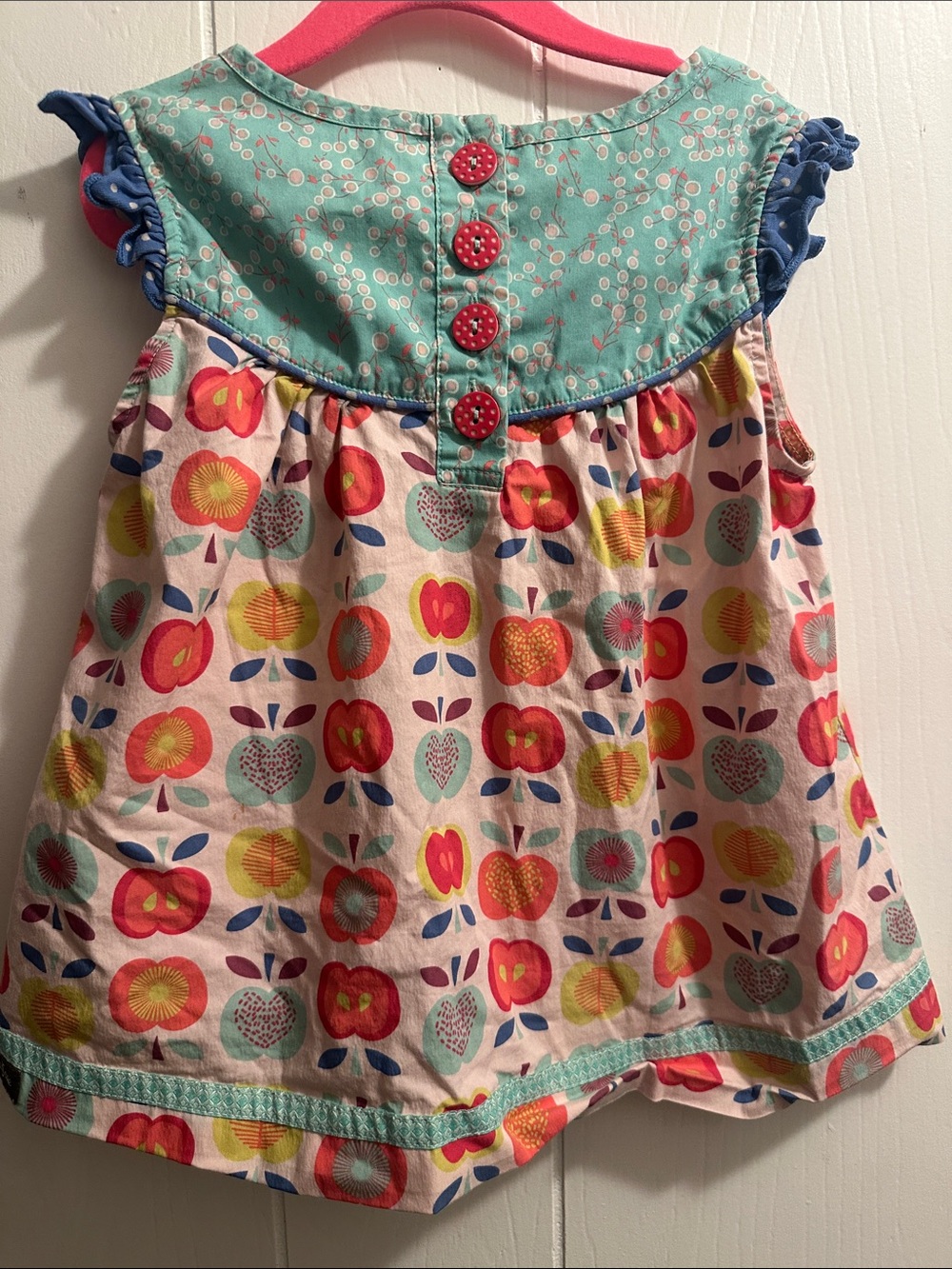 Matilda Jane Pink, Yellow & Blue Apple Print Sleeveless Tunic - Picture 6 of 8